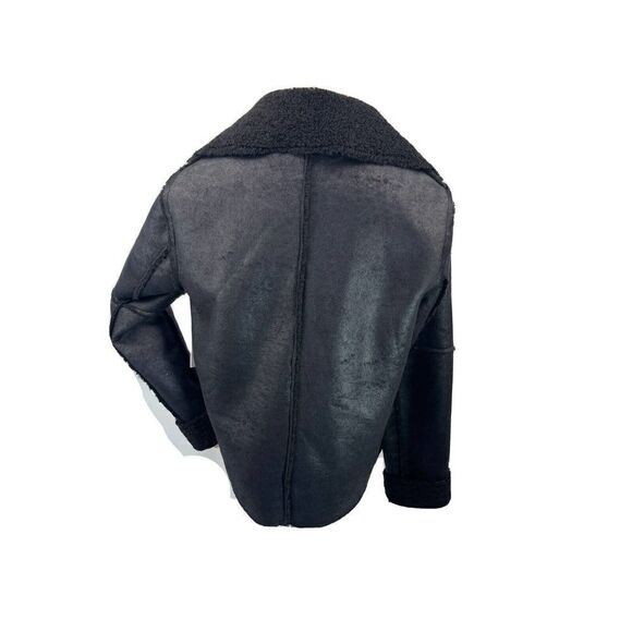 New Velvet by Graham & Spencer Black Sherpa Jacket Faux Suede Medium Reversible - Picture 4 of 16